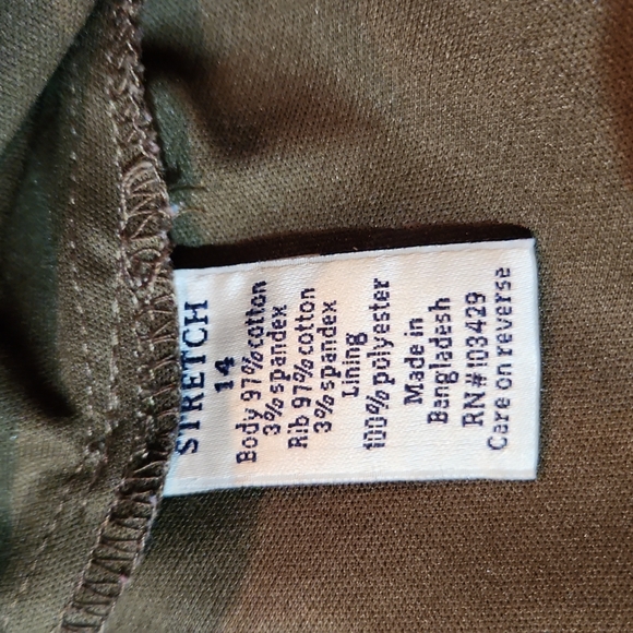 CROFT & BARROW 14 PLUS SIZE MILITARY GREEN DRAWSTRING STRETCH CARGO MINI SKIRT - Picture 4 of 5